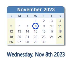 November 8, 2023 (Wednesday) .